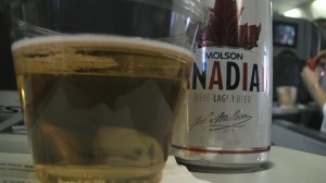 Can of Molson Canadian Beer on WestJet
