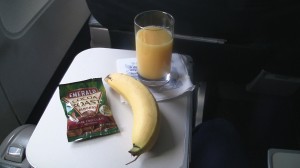 Snack basket items aboard a United A320